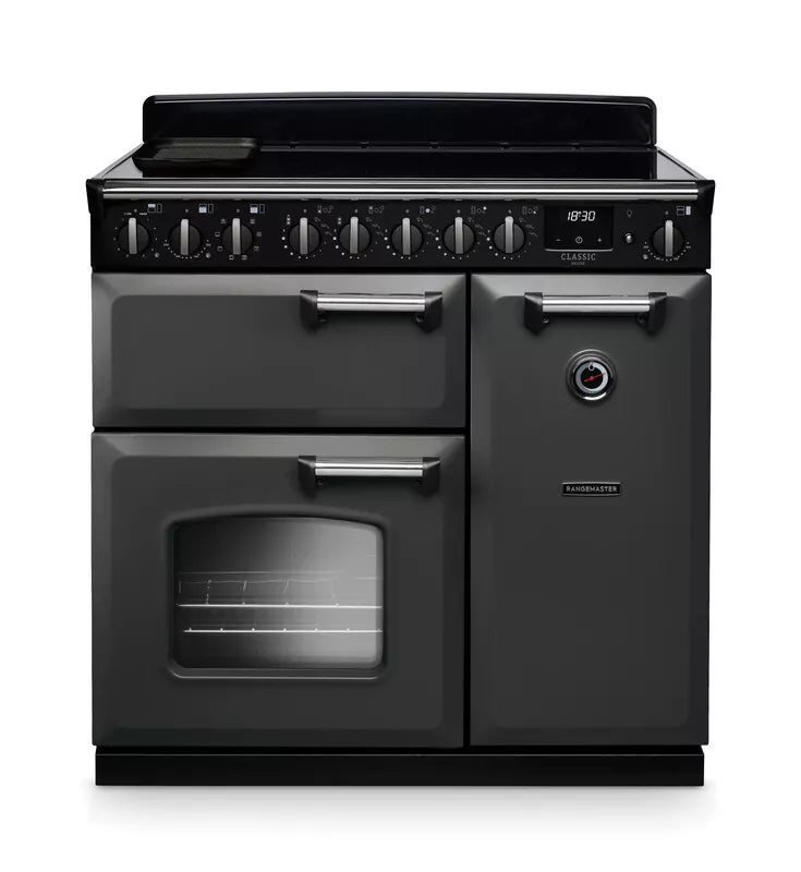Rangemaster Classic Deluxe 90cm Induction Range Cooker - Slate & Chrome | CLDL100EIPSLT/CM1