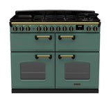 Rangemaster Classic Deluxe 110cm Dual Fuel Range Cooker (Slow Cook) - Mineral Green & Brass | CLDLB110DFPMGR/AB1