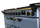 Rangemaster Classic Deluxe 110cm Dual Fuel Range Cooker (Slow Cook) - Stone Blue & Brass | CLDLB110DFPSTB/AB1