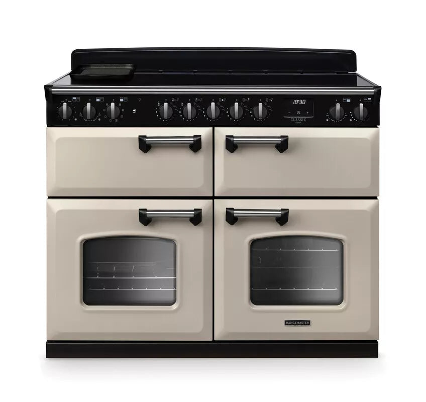 Rangemaster Classic Deluxe 110cm Induction Range Cooker (Slow Cook) - Pale Cream & Chrome | CLDLB110EIPPCR/CM1