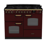 Rangemaster Classic Deluxe 110cm Dual Fuel Range Cooker - Bordeaux & Brass | CLDLO110DFPBOR/AB1