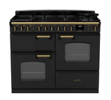 Rangemaster Classic Deluxe 110cm Dual Fuel Range Cooker - Charcoal Black & Brass | CLDLO110DFPCBL/AB1