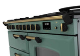 Rangemaster Classic Deluxe 110cm Dual Fuel Range Cooker - Mineral Green & Brass | CLDLO110DFPMGR/AB1