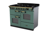 Rangemaster Classic Deluxe 110cm Dual Fuel Range Cooker - Mineral Green & Brass | CLDLO110DFPMGR/AB1