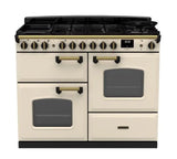 Rangemaster Classic Deluxe 110cm Dual Fuel Range Cooker - Pale Cream & Brass | CLDLO110DFPPCR/AB1