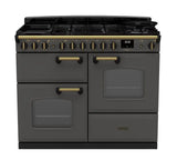 Rangemaster Classic Deluxe 110cm Dual Fuel Range Cooker - Slate & Brass | CLDLO110DFPSLT/AB1