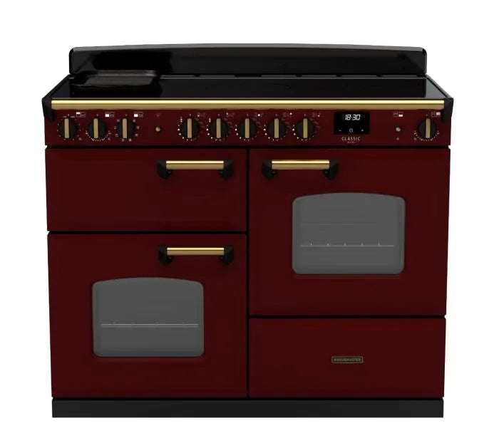 Rangemaster Classic Deluxe 110cm Induction Range Cooker - Bordeaux & Brass | CLDLO110EIPBOR/AB1
