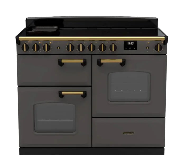 Rangemaster Classic Deluxe 110cm Induction Range Cooker - Slate & Brass | CLDLO110EIPSLT/AB1