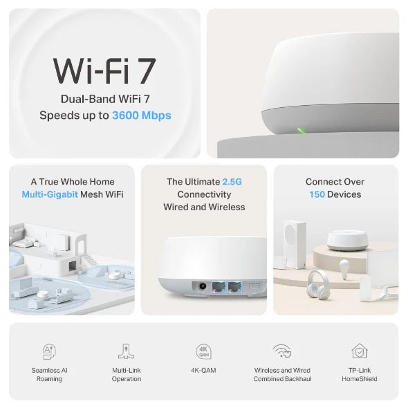 Deco BE3600 Whole Home Mesh WiFi 7 System - 3pk | DECOBE253PK