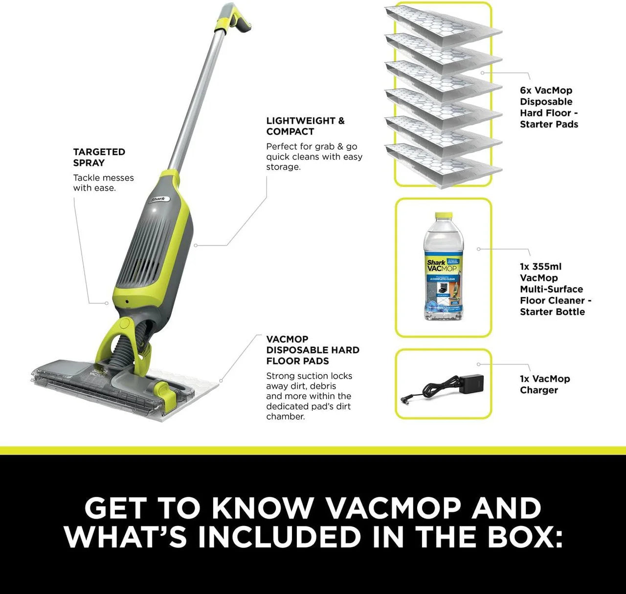 Shark VacMop Cordless 2-in-1 Vacuum Mop with Targeted Spray | VM200UK