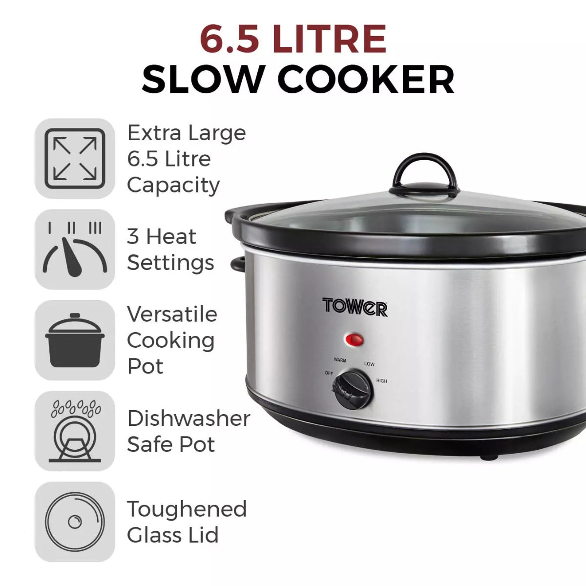Tower Slow Cooker 6.5L | T16040Y